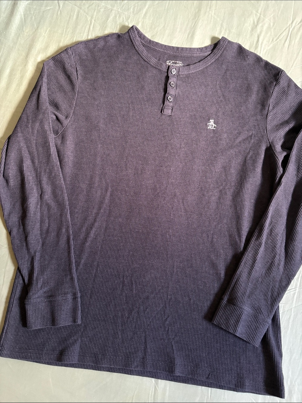 Original Penguin Long-Sleeve Ribbed Henley - Purple